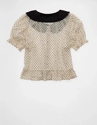 Blouse diaphane à manches courtes AE