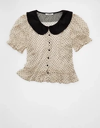 Blouse diaphane à manches courtes AE