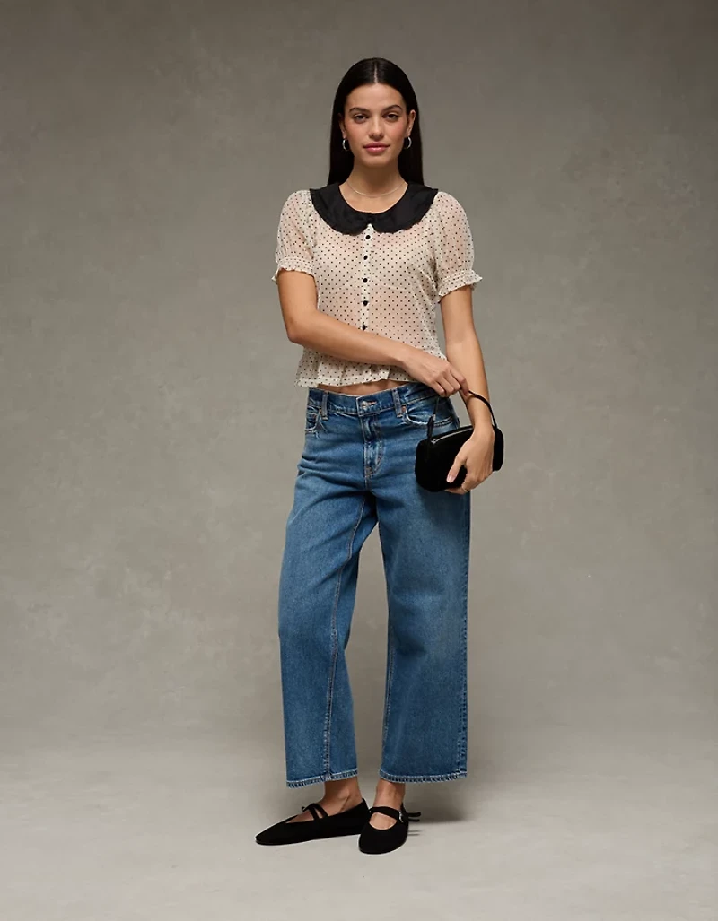 Blouse diaphane à manches courtes AE