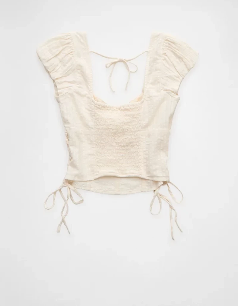 AE Side-Tie Lace-Up Blouse