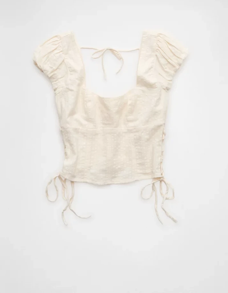 AE Side-Tie Lace-Up Blouse