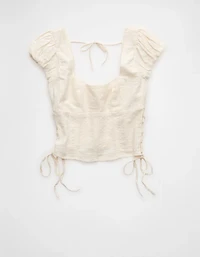 AE Side-Tie Lace-Up Blouse