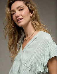 AE Boxy Flutter-Sleeve Blouse