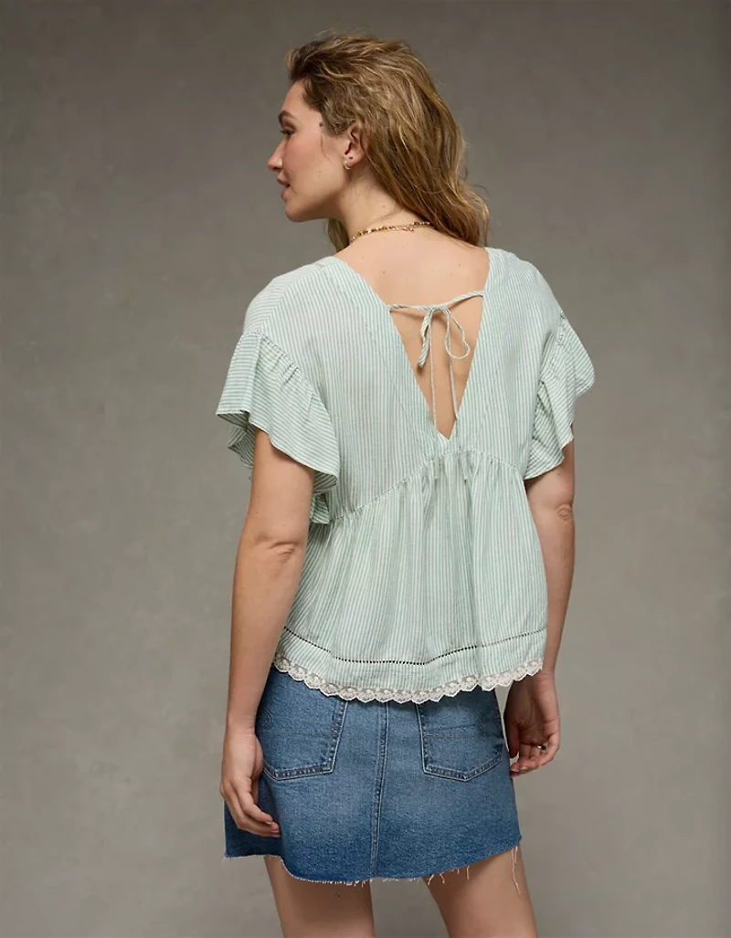 AE Boxy Flutter-Sleeve Blouse