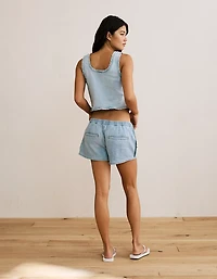AE Cropped Ruffle Trim Denim Tank Top