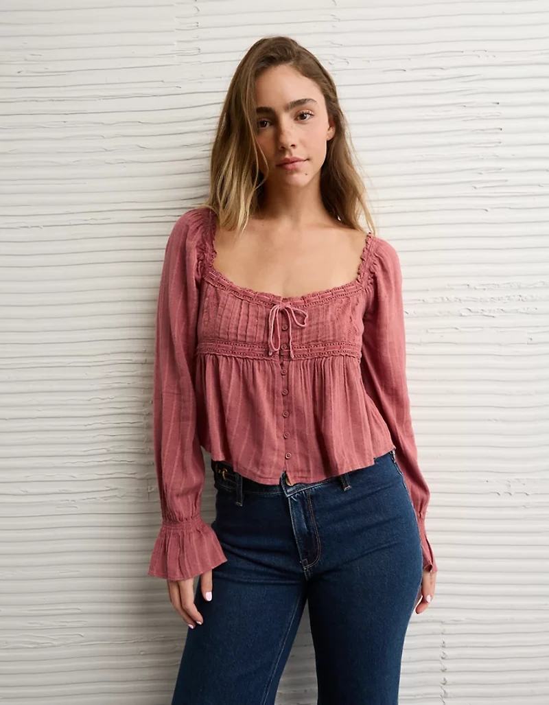 AE Long Sleeve Babydoll Blouse