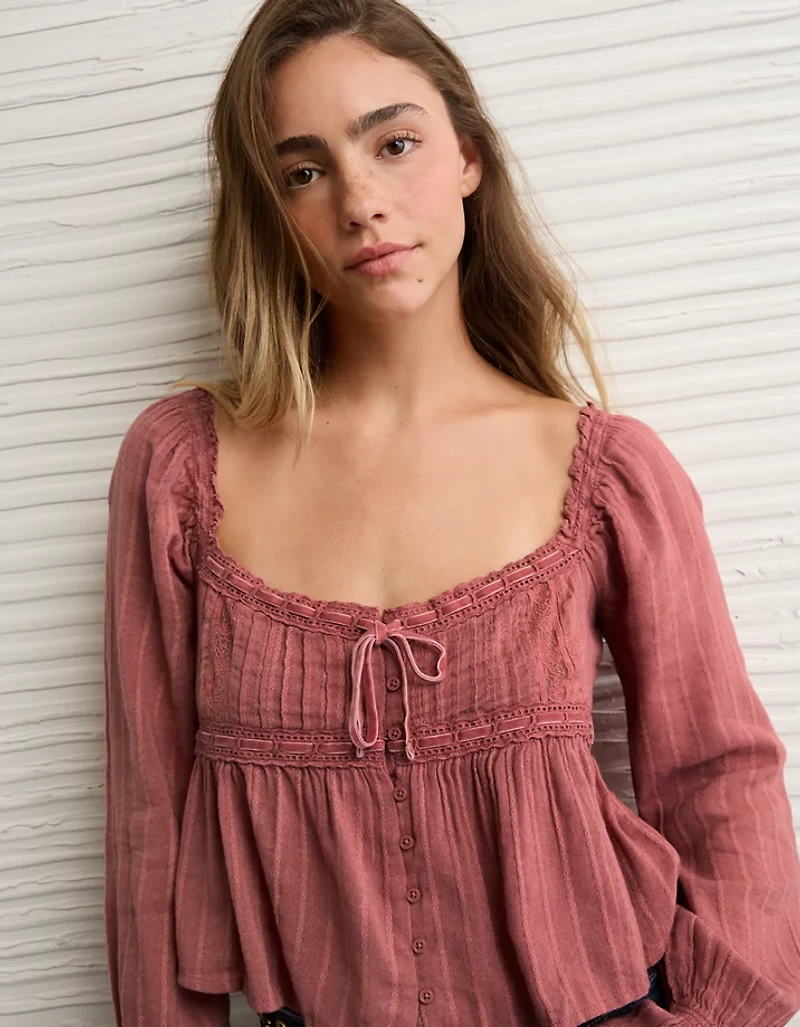 AE Long Sleeve Babydoll Blouse