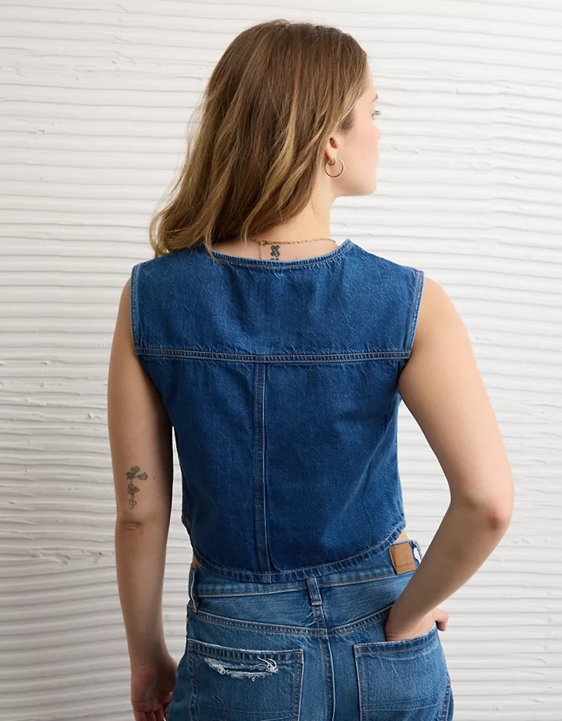 Gilet droit en denim AE