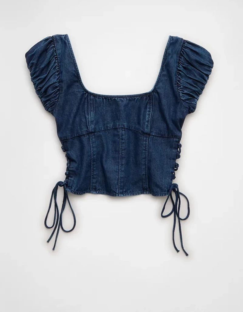 AE Side-Tie Lace-Up Blouse