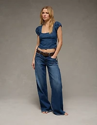 AE Side-Tie Lace-Up Blouse