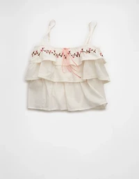 AE Embroidered Ruffle Cami Top