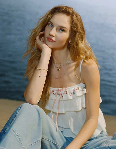 AE Embroidered Ruffle Cami Top