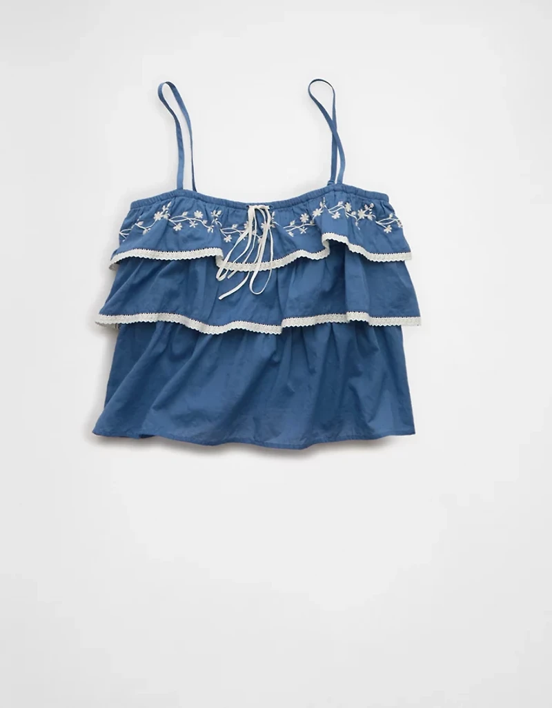 Haut camisole brodé à volants AE