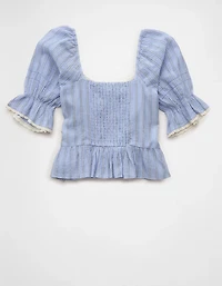 AE Puff Sleeve Pintuck Blouse