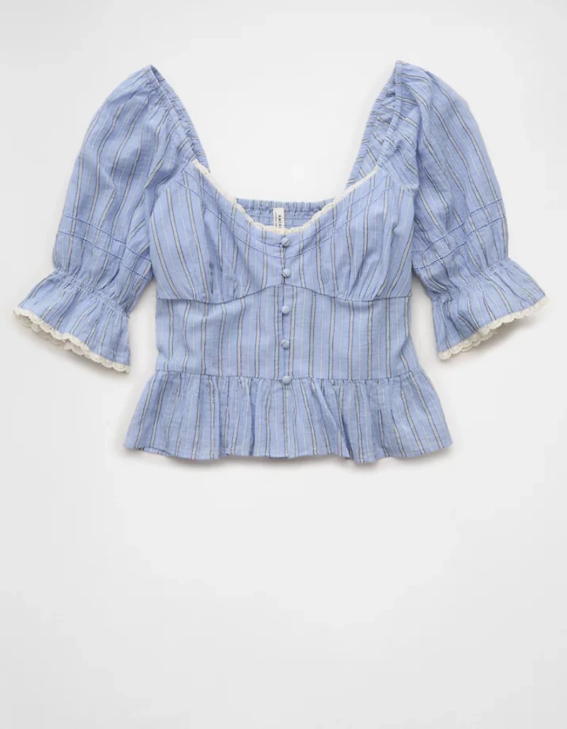 AE Puff Sleeve Pintuck Blouse