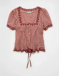 AE Short-Sleeve Button-Up Blouse