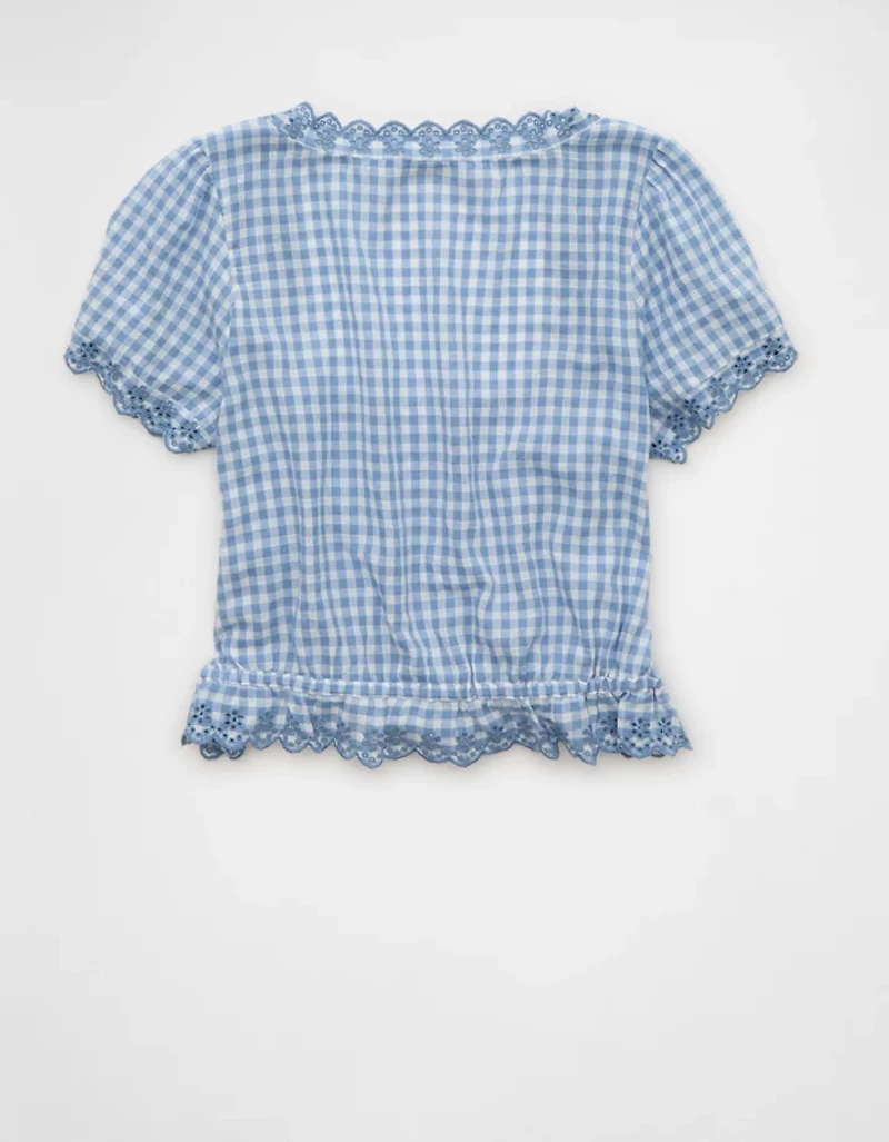 AE Short-Sleeve Button-Up Blouse