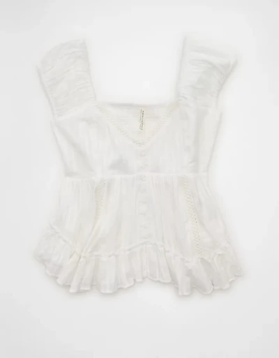 AE Lace Trim Babydoll Blouse