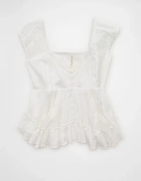 AE Lace Trim Babydoll Blouse