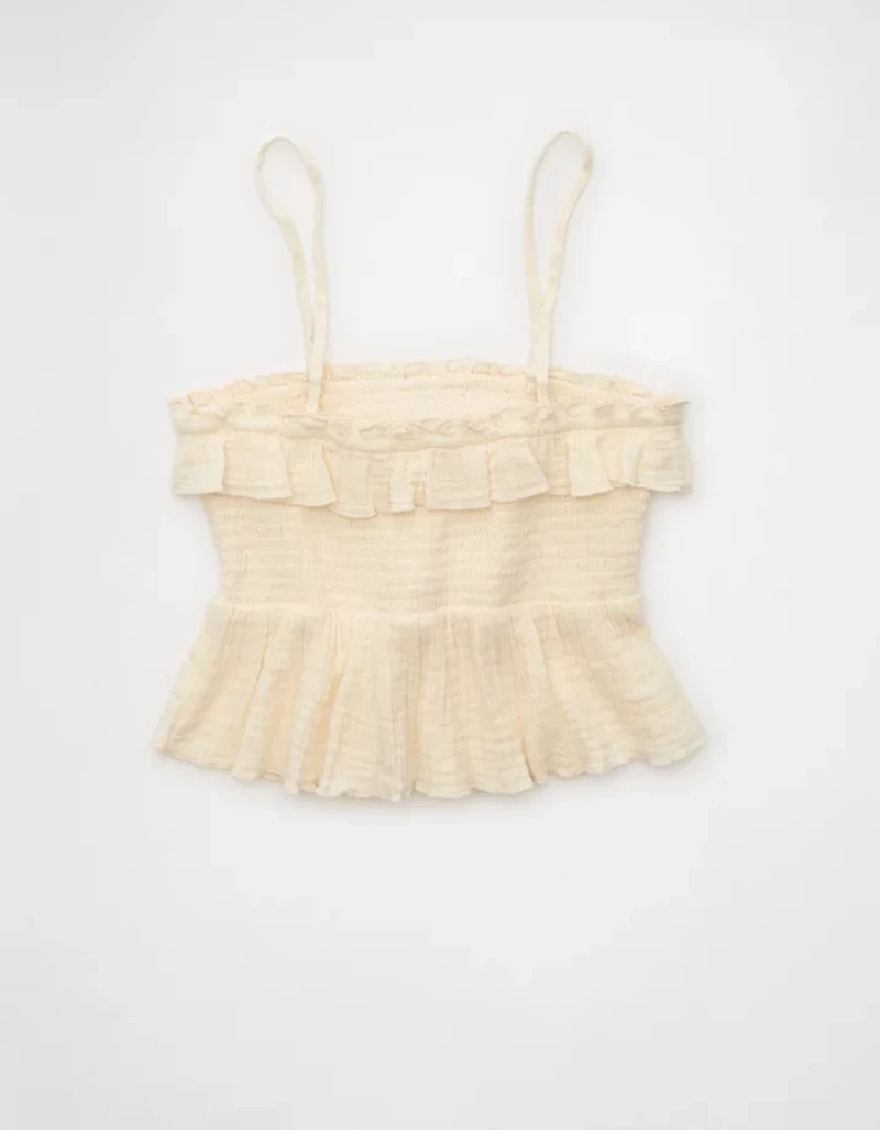 AE Tie-Front Smocked Tube Top