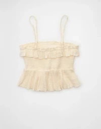 AE Tie-Front Smocked Tube Top