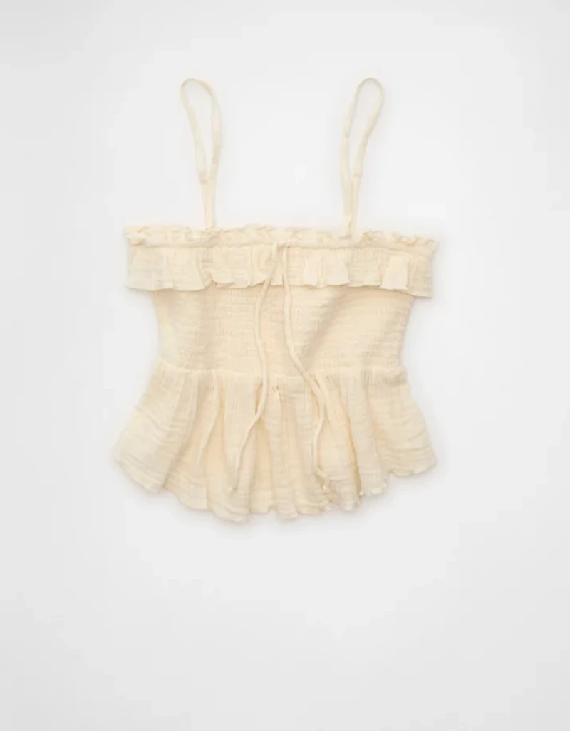 AE Tie-Front Smocked Tube Top