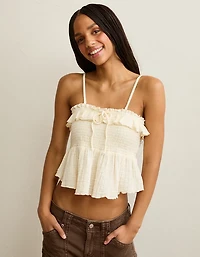 AE Tie-Front Smocked Tube Top