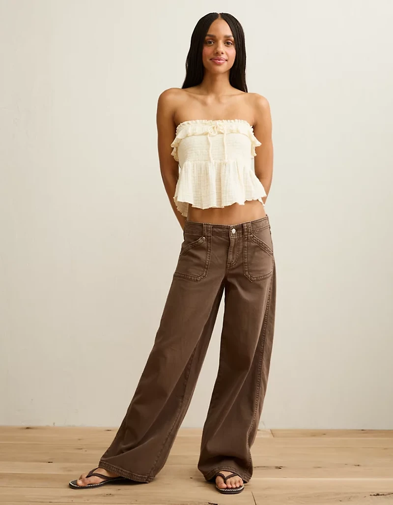 AE Tie-Front Smocked Tube Top