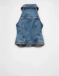 AE Cropped Collared Denim Vest