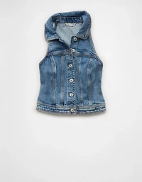 AE Cropped Collared Denim Vest