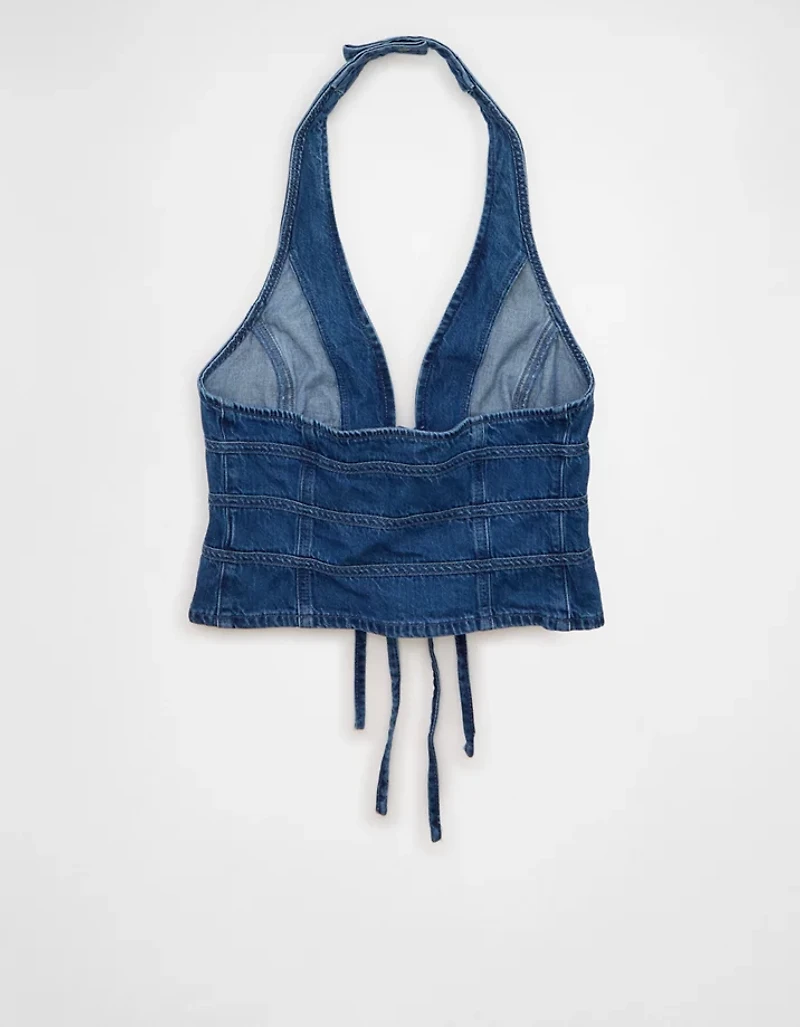 AE Denim Bow-Front Vest