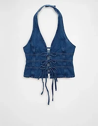 AE Denim Bow-Front Vest