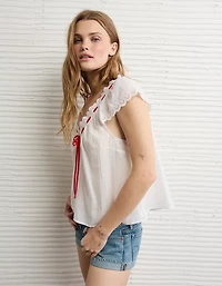 Blouse à manches courtes avec ruban AE