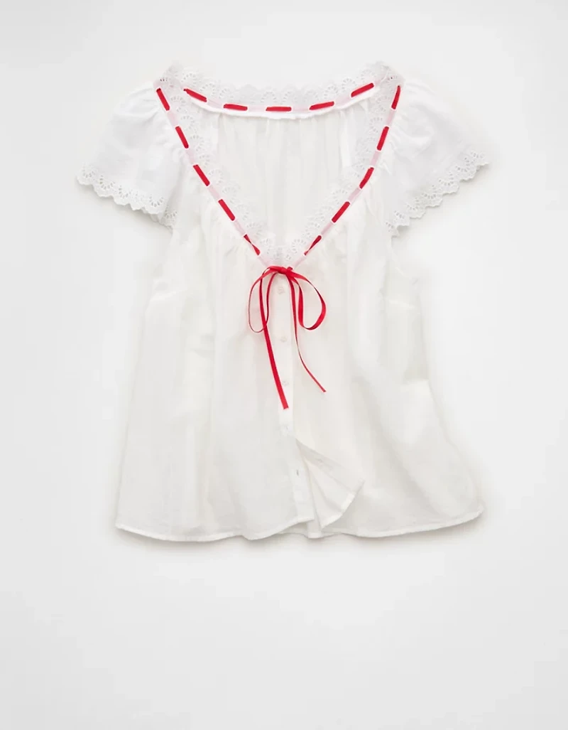 Blouse à manches courtes avec ruban AE