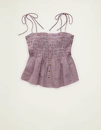 Débardeur boutonné à smocks AE