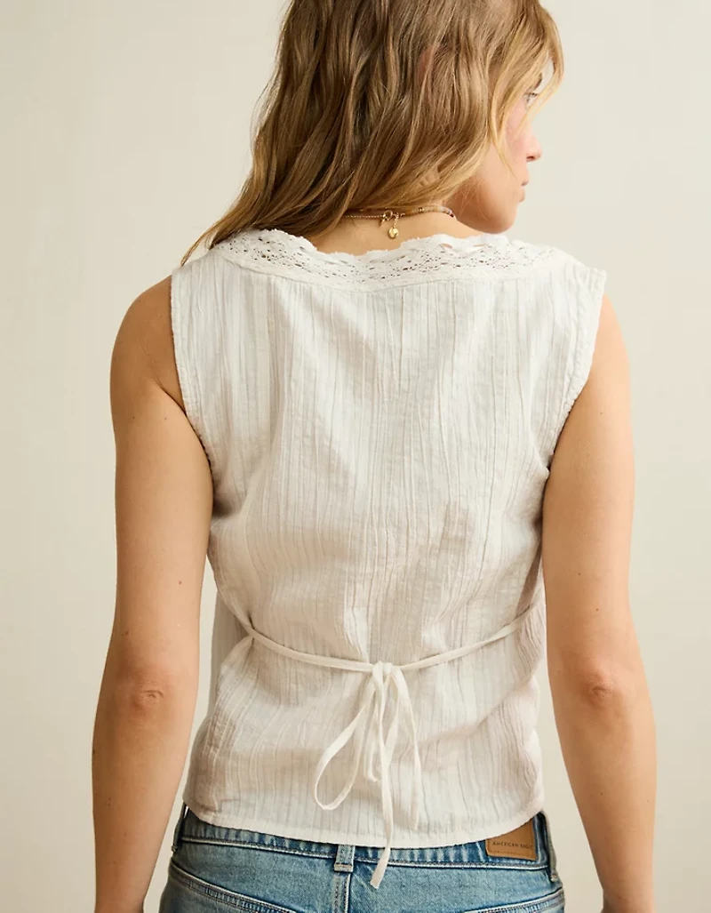AE Lace-Trim Button-Up Cami