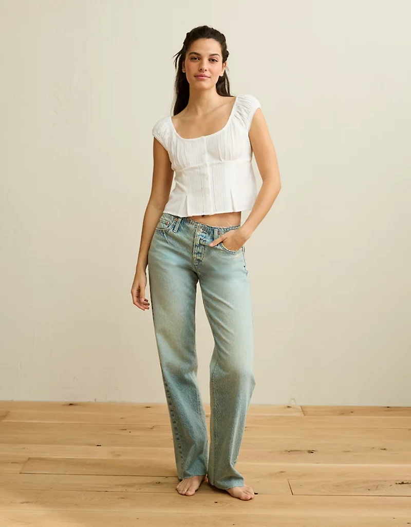 AE Cap-Sleeve Button-Up Top