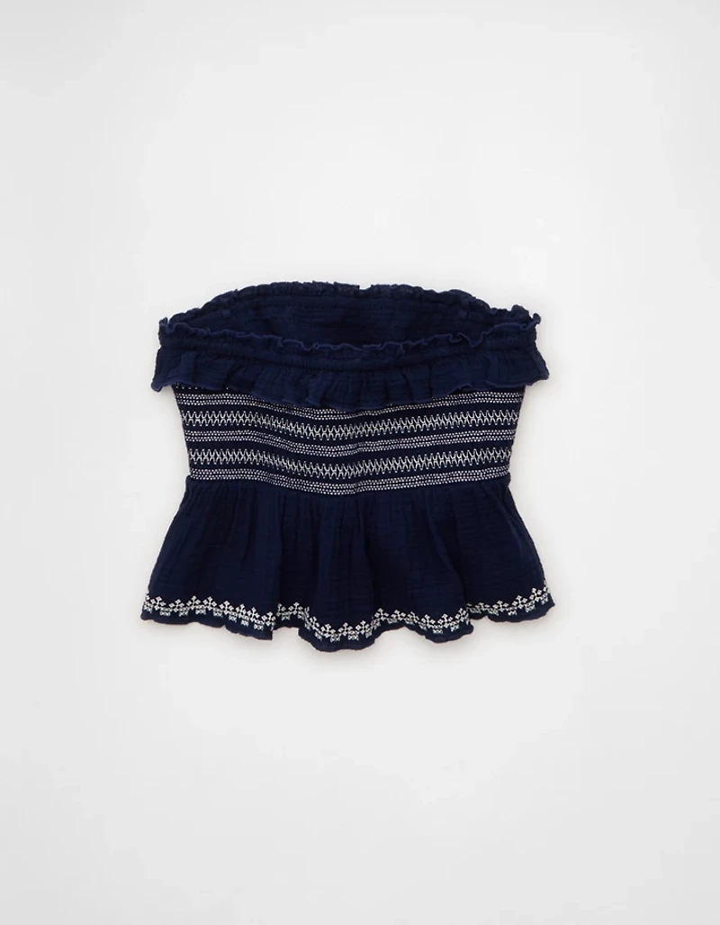 AE Tie-Front Smocked Tube Top