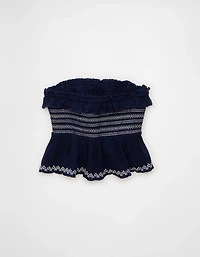 AE Tie-Front Smocked Tube Top