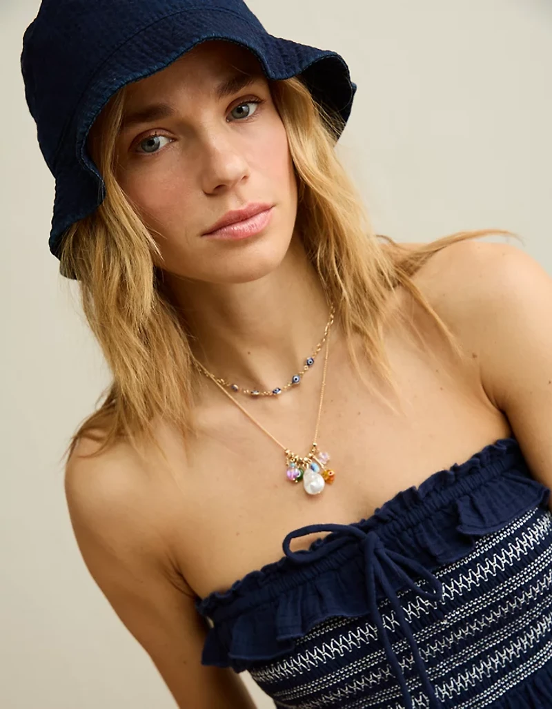 AE Tie-Front Smocked Tube Top