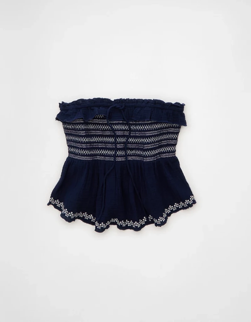 AE Tie-Front Smocked Tube Top