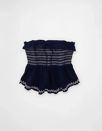 AE Tie-Front Smocked Tube Top