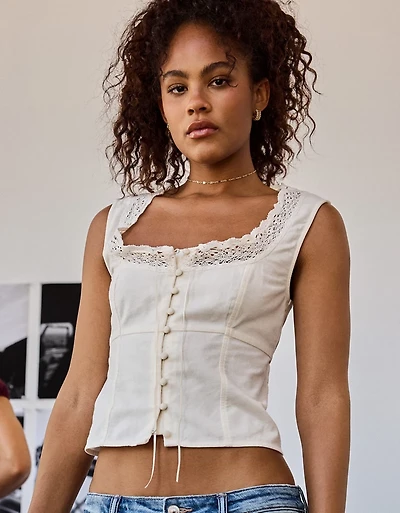 AE Lace-Trim Scoop Neck Tank