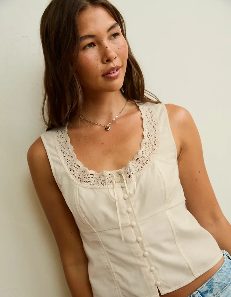AE Lace-Trim Scoop Neck Tank