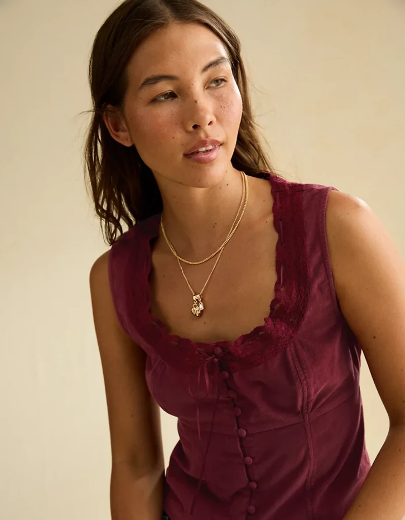 AE Lace-Trim Scoop Neck Tank