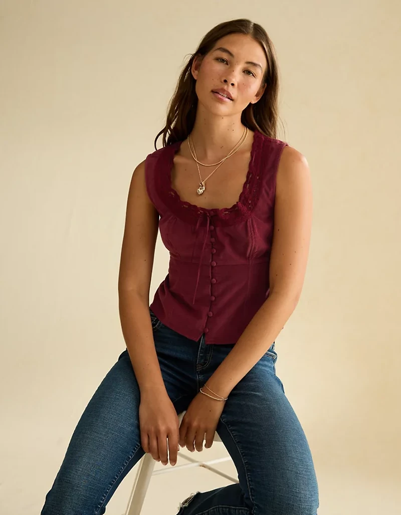 AE Lace-Trim Scoop Neck Tank