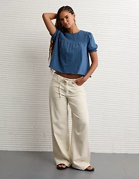 T-shirt à col montant smocks et manches bouffantes Vive le soleilAE