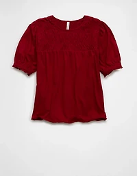 T-shirt à col montant smocks et manches bouffantes Vive le soleilAE