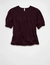 AE Sunchaser High Neck Puff Sleeve Smocked T-Shirt
