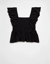 AE Sunchaser Knit Flutter Sleeve Babydoll Shirt